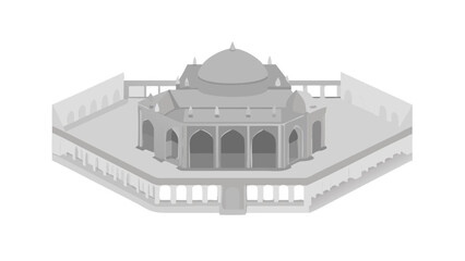 Naklejka premium Gray architectural drawing of a large, ornate building. 