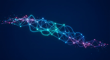 Abstract Glowing Network Connection with Blue and Pink Lines