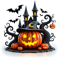 halloween pumpkin with bats