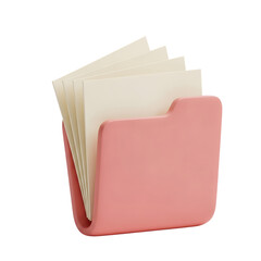 Pink folder isolated on transparent background