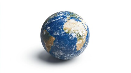 Naklejka premium High-quality photo of a spinning earth globe, frozen mid-motion, isolated on a plain white background