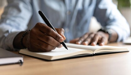 Person Writing In Notebook At Desk