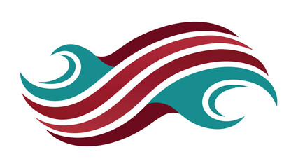 Naklejka premium Abstract Teal and Burgundy Wavy Shapes on a White Background maroon
