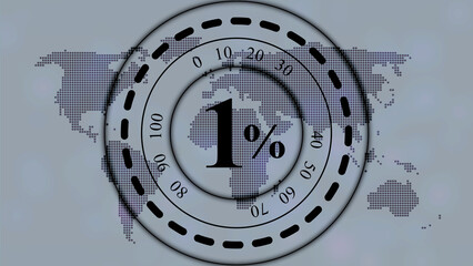 1 percent banner icon with progress indicator and minimal design for loading, statistics, achievement, and performance illustration