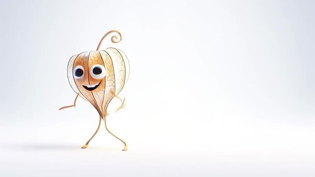 Adorable 3D physalis cartoon. Autumn fruit