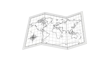 Fototapeta premium planning your global expansion a world map with compass for strategic business ventures and international travel