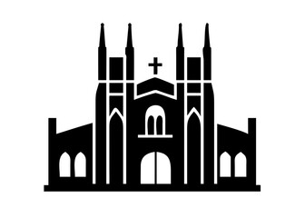 Fototapeta premium Gothic-style church facade, silhouette. 