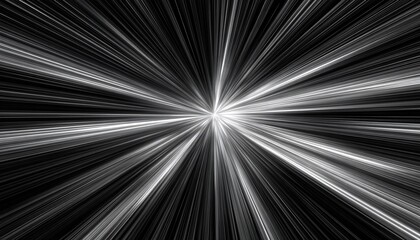 モノクロ放射状光線バースト、高速度、滑らか、抽象的背景