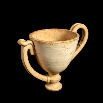 A skyphos is a two-handled deep wine-cup,  ITA, Italy, Sardinia, roman archaeological find, Nora, Pula. Cagliari. Sardegna. Italia