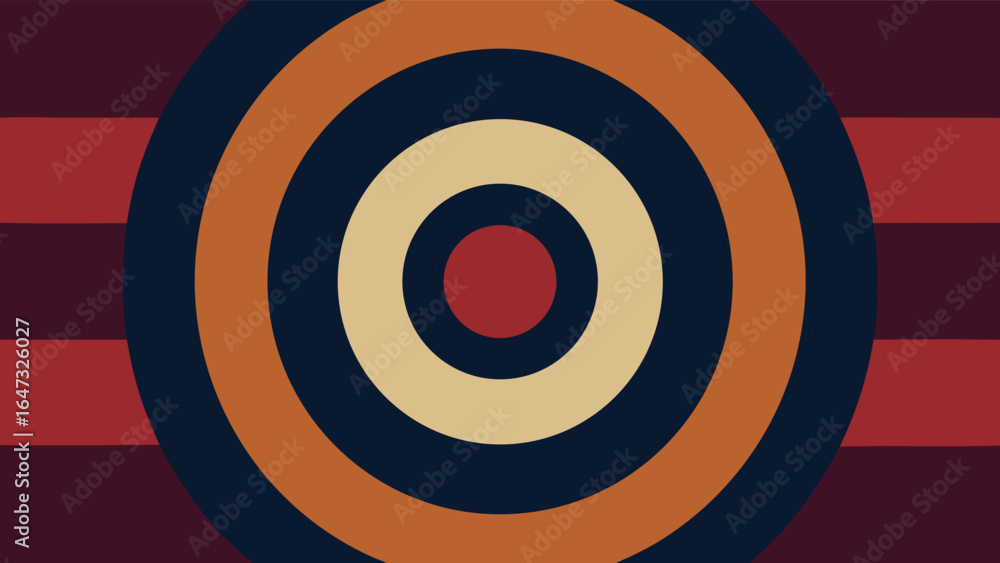 Aufkleber concentric circles and horizontal stripes abstract geometric pattern vector illustration