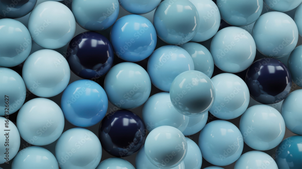 Poster a collection of blue marbles with a variety of shades and reflections creating a captivating visual 