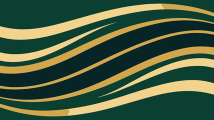 Deep Green And Gold Abstract Wavy Lines Background Pattern wave