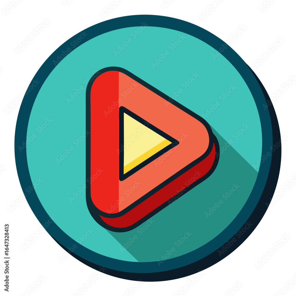 Aufkleber a red and yellow triangle with a white background. the triangle is pointing to the right. the image 