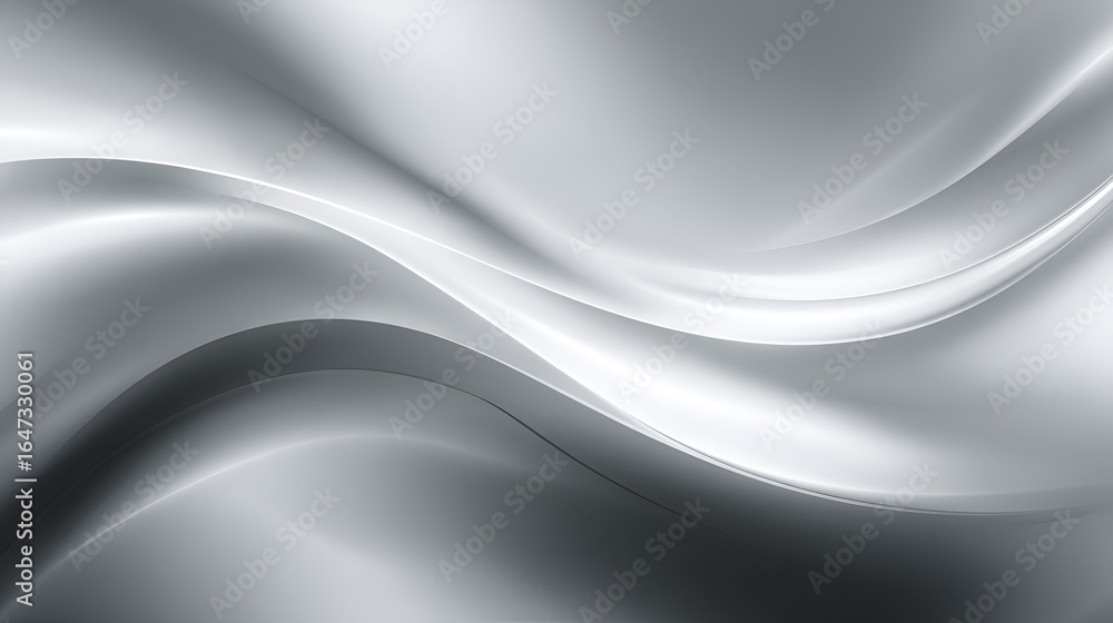 Aufkleber abstract wavy silver white background with soft lighting shadows creating fluid metallic effect