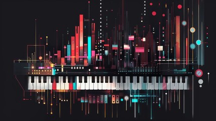 minimalistic the visual style evokes themes of music, sound analysis, and digital audio technology.