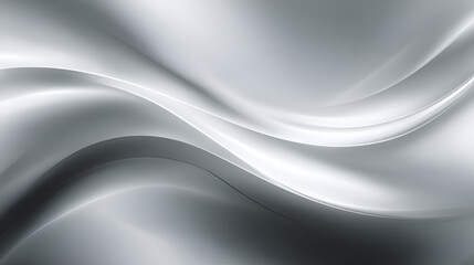 Abstract wavy silver  white background with soft lighting  shadows creating fluid metallic effect