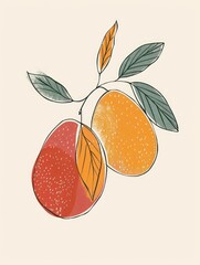 Minimalistic line art of mangoes