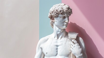 Smooth gradient of soft color, the elegante statue and the modern, trendy accessories.