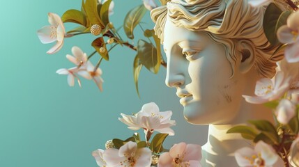 Smooth gradient of soft color, the elegante statue and the modern, trendy accessories.