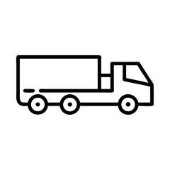 A simple line drawing of a large cargo truck.
