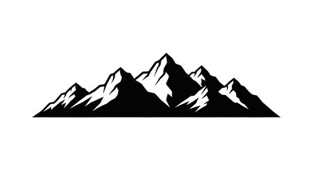 bold black mountain range silhouette ideal for branding adventure logos and outdoor designs needing a powerful visual representation of strength achievement and untamed nature