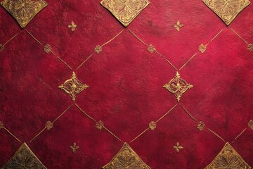 Elegant red and gold textured backdrop featuring ornate geometric designs evokes royalty and grandeur. Excellent for upscale designs.