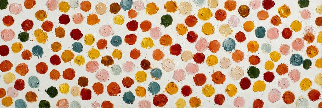 Sfondo astratto con pois colorati dipinti a mano, pattern vivace e gioioso per design