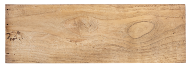 Rustic chestnut wood plank cut out