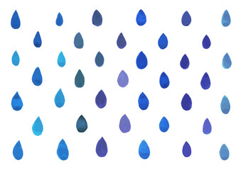 梅雨や雨の日に使えそうな水滴の水彩素材