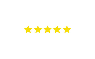 Illustration vector file of five bright yellow stars appearing in sequence, representing customer reviews, ratings, and positive feedback. High resolution image 