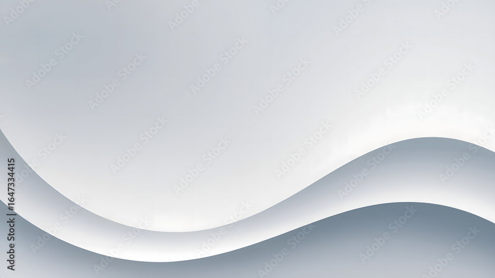 Poster abstract white background with flowing wave shapes and subtle light and shadow gradients design