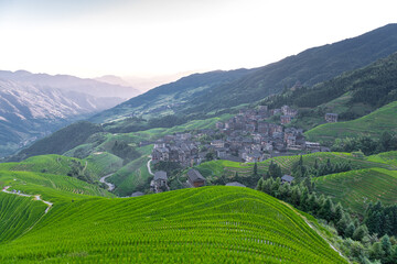 Longji Rice terraces on Yaoshan Mountain in Guangxi, China
