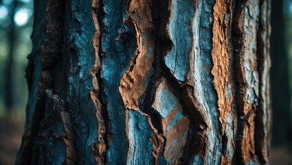 Close-up of tree bark texture in a forest setting.