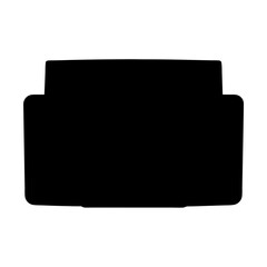 Solid black cutout shape representing a boxy or rectangular object silhouette