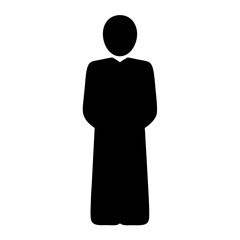 Black silhouette of a person wearing a robe standing, faceless figure