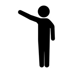 Silhouette of a person raising their arm, possibly signaling or gesturing