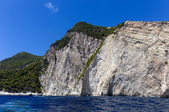 Coastal Cliff and Sea under Sunny Blue Sky with Natural Beauty. Zakynthos - Greece