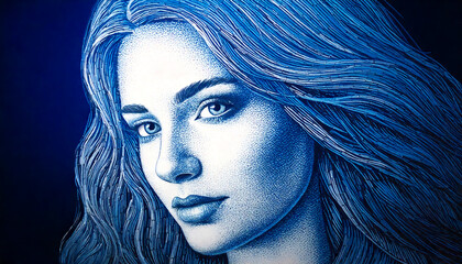 Close Woman With Blue