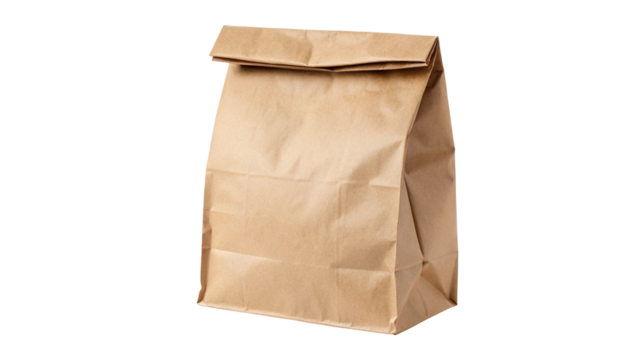 Eco-friendly brown paper lunch bag for sustainable food packaging and casual transportation