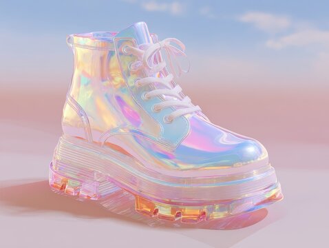 Holographic Pastel Platform on Soft Background 