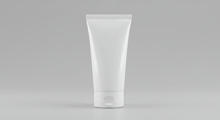 Elegant White Cosmetic Tube Mockup for Skincare Products, Showcasing Clean Design and Minimalist Aesthetic on a Neutral Background, Perfect for