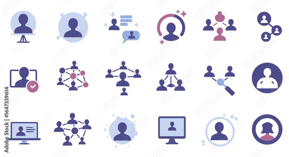 Poster flat design user connection icons for networking and communication