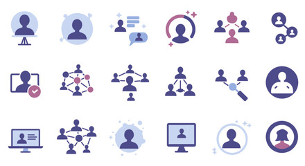 Fototapeta premium Flat design user connection icons for networking and communication