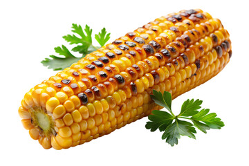 Grilled corn on the cob isolated - on a white background PNG. GENERATIVE AI