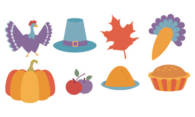 Colorful Thanksgiving and Autumn Icons