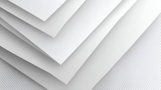 Layered white sheets create an abstract geometric pattern with diagonal stripes