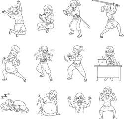 Playful Anime Girl Expression Set