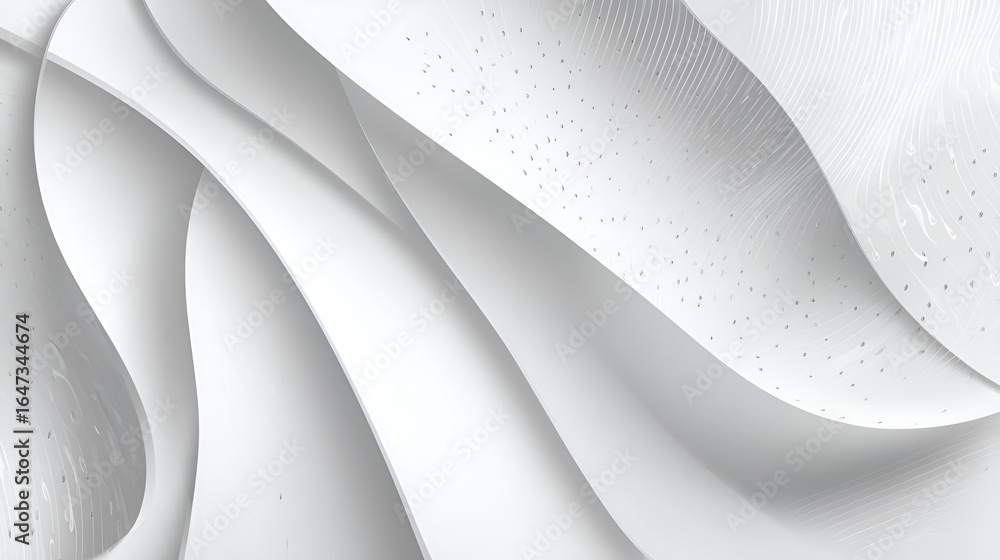 Poster white abstract waves with dotted patterns thin lines