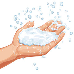 Hands Creating Foam with Water Splash