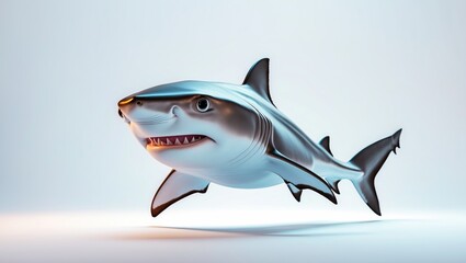 Fototapeta premium A shark with a fierce expression, depicted with exaggerated features in a cartoonish style.